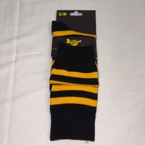Dr Martens Black Yellow Stripe Crew Socks small medium Unisex New With Tags